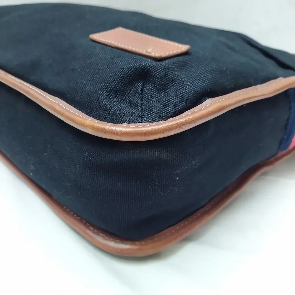 Tommy Hilfiger Dark Blue Canvas Double Handles Zipper Messenger Laptop Bag